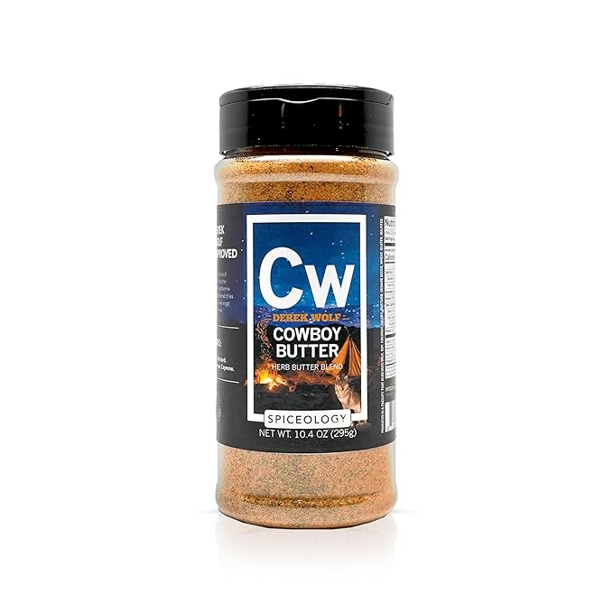 Spiceology – Derek Wolf Cowboy Butter Seasoning – Bold &amp Buttery Blend with Garlic Smoked Paprika &amp Mustard – Perfect for Beef Brisket Pork Chops Chicken Thighs &amp Steak – 10.4 oz