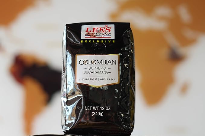 Lee's Coffee Exclusive Whole Bean Colombian Supremo Bucaramanga 12 Ounce