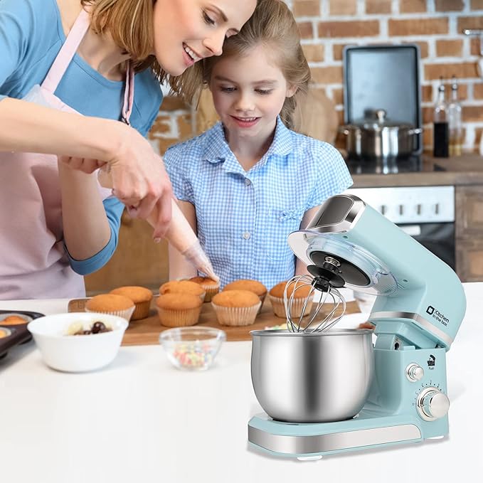 Kitchen in the box Stand Mixer3.2Qt Small Electric Food Mixer6 Speeds Portable Lightweight Kitchen Mixer for Daily Use with Egg WhiskDough HookFlat Beater (Blue)