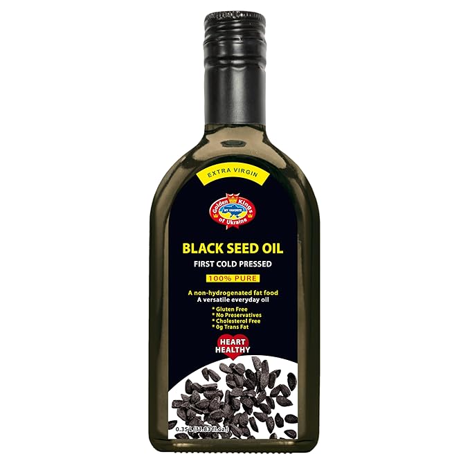 Black Seed Oil Cold Pressed Glass Bottle 11.83 OZ from Ukraine - Black Cumin Seed Cooking Oil for Soups Salads Baking