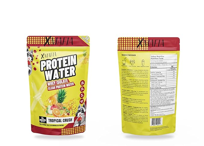 XMafia - Clear Whey Protein Isolate Powder – 20g Protein + Collagen Peptides 30 Servings Zero Sugar Refreshing Light Protein Drink Water Whey Powder Protein Shake Lactose Free – Tropical