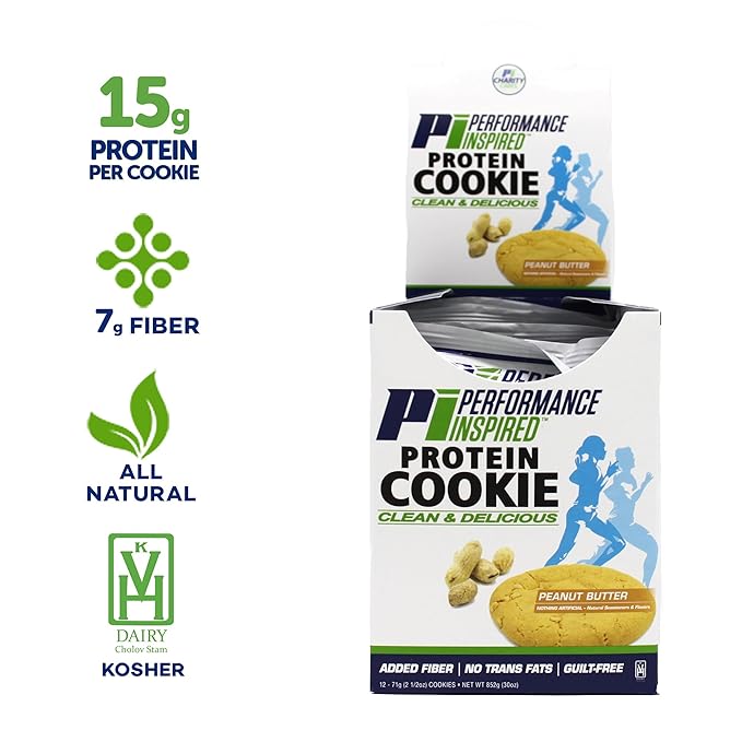 Performance Inspired Nutrition Protein Cookie - Contains: 15G Isolate Protein - 7G Of Fiber - All Natural - Guilt Free - No Artificial Ingredients - Peanut Butter Flavor - 12 Count