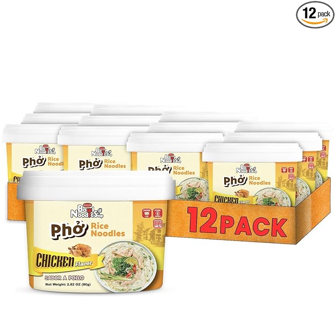 Pocas Bowl Noodle Soup Pho Chicken 12-Pack – Microwavable Instant Noodles Bowl 2.82 Oz Ea
