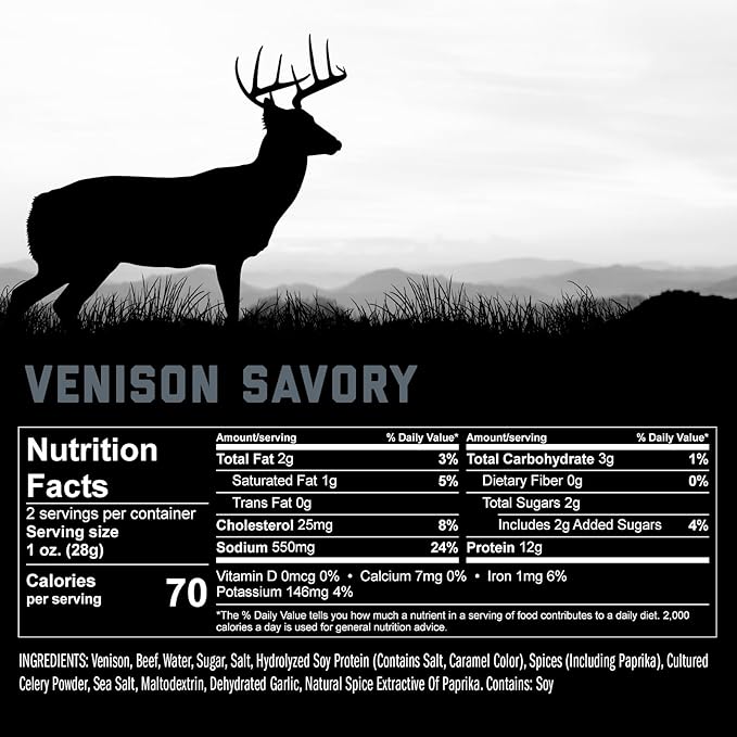 ICON Meats Venison and Beef Jerky Steak Strips Savory 8 High Protein Snacks Packs 2 Strips per Pack Low Sugar Gluten Free Natural USDA Inspected Made in the USA Gifts for Him