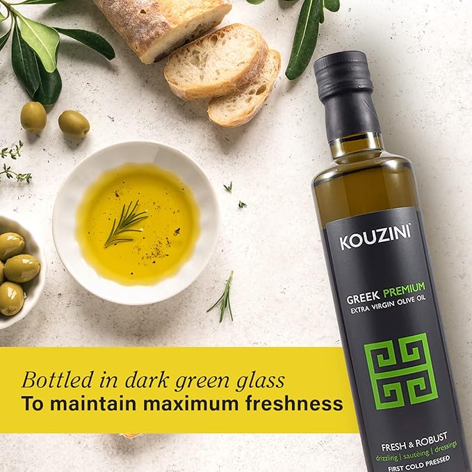 Kouzini Greek Premium Extra Virgin Olive Oil Cold Pressed Single Origin Rich Flavor &amp Aroma 500ml