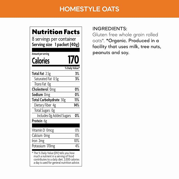 Nature's Path Organic Homestyle Instant Oatmeal 11.3 oz (Pack of 6) Gluten Free Non-GMO
