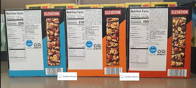Elevation by Millville Elevation ONLY Nuts and Sea Salt with Dark Chocolate Peanut Butter with Dark Chocolate and Cashew Cherry with Dark Chocolate Fruit and Nut Bar 5.6oz 160g (3 Boxes)
