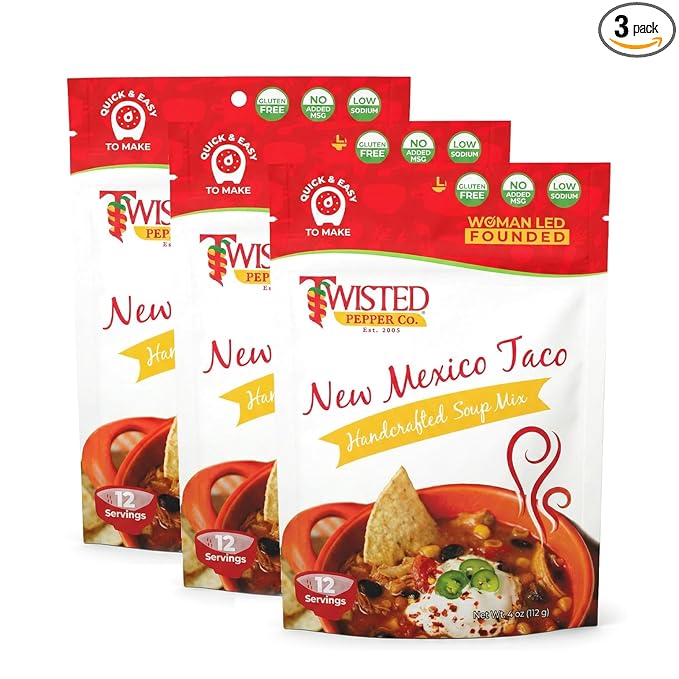 Twisted Pepper Co. New Mexico Taco: Gluten-Free – Handcrafted Soup – Thick Creamy &amp Zesty Flavor with a Kick of Green Chilies Quick &amp Easy Meal Ready in 30 Minutes Serves 12 Add Cheese B