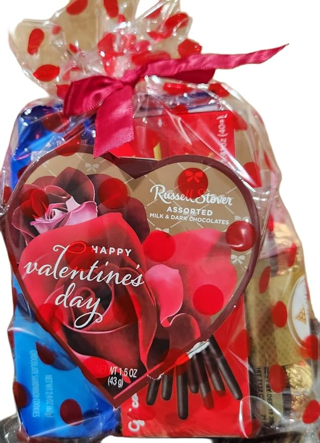 Valentines Day Gift Teddy Bear with Chocolates and Cookies Assortment 10 Inches (white)