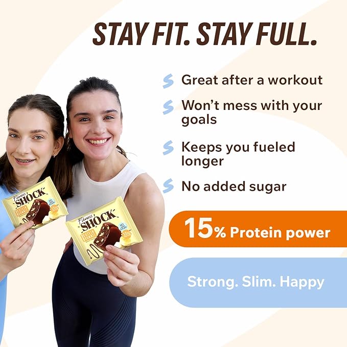 FitnesSHOCK Protein Brownies – Dark Chocolate &amp Banana Dessert Bars – Low Sugar Dessert Snack (2g Total Sugar No Added Sugar) – Healthy Snack – 10 Count