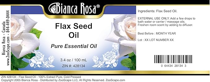Flax Seed Oil - 100% Pure Cold Pressed (3.40 fl oz ZIN: 428134) - 2 Pack