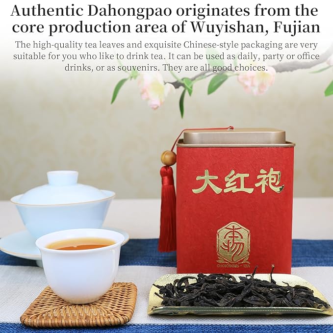 XIXICHA Dahongpao Oolong Tea 4.23oz (120g) China Wuyi Mountain Big Red Robe Oolong Tea Natural Loose Leaf Tea Strong fragrance Flower Fragrance Chinese Tea（96 cups） 特级大红袍 乌龙茶 中国功夫岩茶