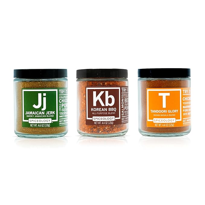 Spiceology – Global Flavors Bundle – Jamaican Jerk Korean BBQ &amp Tandoori Glory Seasonings – Bold &amp Fresh Spices for Chicken Steak Tofu &amp Vegetables – BBQ Stir Fry Ramen &amp Indian M