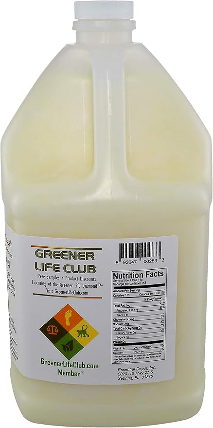 Coconut Oil - 76F - 7 lb in a 1-gallon jug - No Scent/Odor - also called Coconut Butter - Food Grade - safety sealed HDPE container with resealable lid - microwave-safe (remove foil seal) freezer-saf