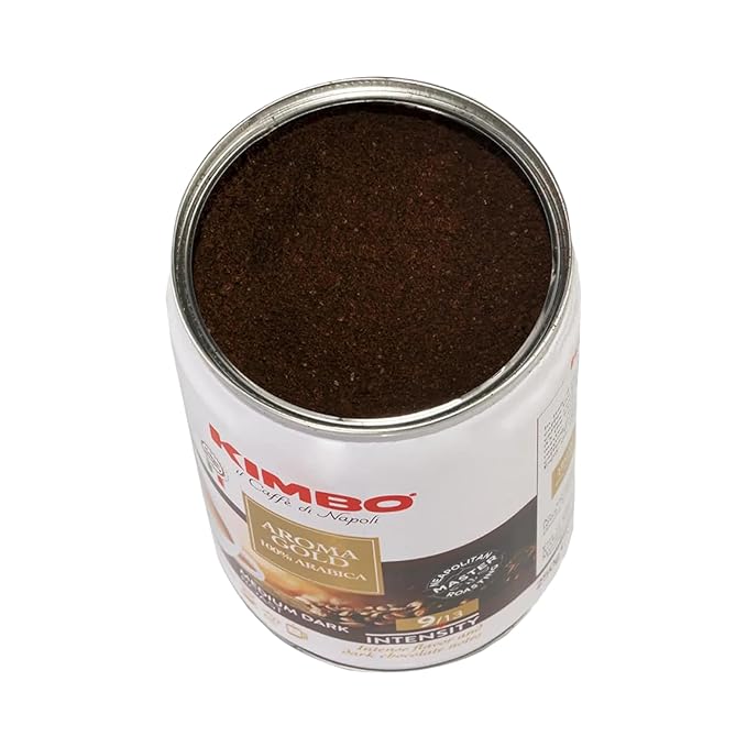 Kimbo Aroma Gold 100% Arabica Ground Coffee | Medium Dark Roast | 9/13 Intensity | Intense Flavor &amp Dark Chocolate Notes | 8.8 oz Can - Pack of 3