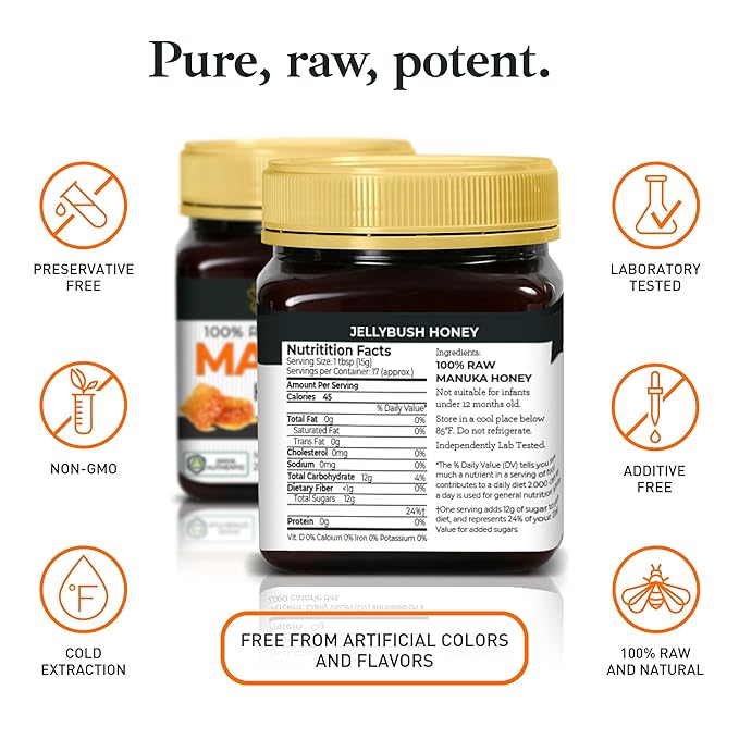 Good Natured Manuka Honey (MGO 1200+) - Highest Grade Raw Manuka Honey Medical Grade Non-GMO Lab-Tested &amp AMHA Certified BPA-free 8.8 oz