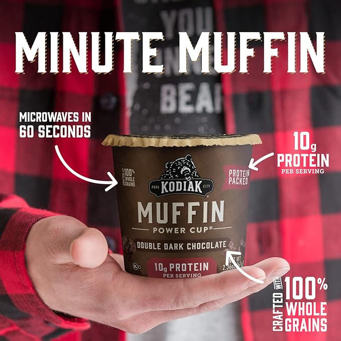 Kodiak Cakes Minute Muffins Double Dark Chocolate 2.36 Ounce (Pack of 12) (Packaging May Vary)