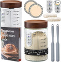 Sourdough Starter Kit34oz Sourdough Starter Jar Glass with Sourdough Recipes Cookbook.Sourdough Bread Baking Supplies with ThermometerNatural Wooden Lid Anti-slip MatSourdough Jar scraper (2 pack)