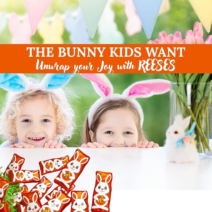 CandyKrave Reses Peanut Butter Crème Bunnies Easter Candy - 2lb Bulk Milk Easter Chocolate candy - Bulk Reses Individually wrapped chocolate candy for Easters Birthdays &amp Christmas