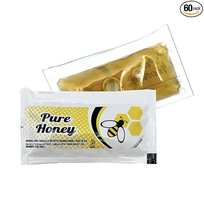 Honey Lover’s Gift Pack – 60 Individual Packets of Pure Honey – Perfect for Tea Coffee Travel and Snacking Single Serve Packet