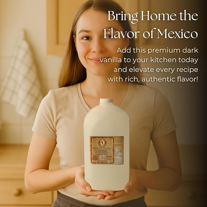 Pure Clear Mexican Vanilla Extract (135.25fl oz) – Gluten-Free Coumarin-Free Vanilla for Baking Cakes Cookies Coffee &amp Desserts – Cold Pressed Natural Vanilla