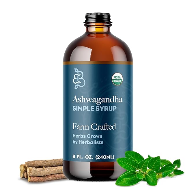 Bluestem Botanicals Organic Ashwagandha Simple Syrup 8 oz Cocktail and Mocktail Mixer for Drinks Non-Alcoholic