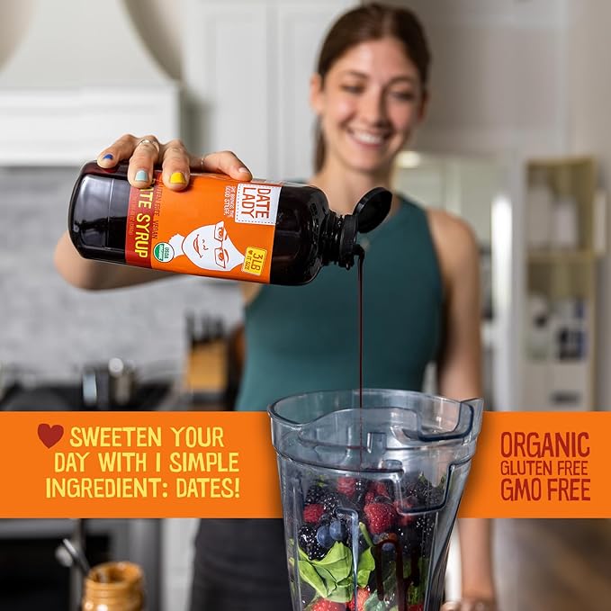 Date Lady Bulk Organic Date Syrup 5.8 lb - 100% Dates. Vegan Paleo Gluten-free &amp Kosher - Also Known As Silan Date Honey &amp Date Nectar. No Preservatives Or Added Ingredients Just Date Syru