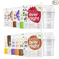 Oats Overnight Party Variety 8 Pack Vegan Variety 8 Pack and 2 BlenderBottles - High Protein High Fiber Breakfast Shake - Gluten Free Non-GMO Oatmeal