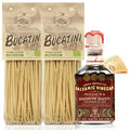 Morelli Bucatini Pasta Noodles - Premium Organic Italian Pasta from Italy and Giusti Aged Balsamic Vinegar of Modena Italy