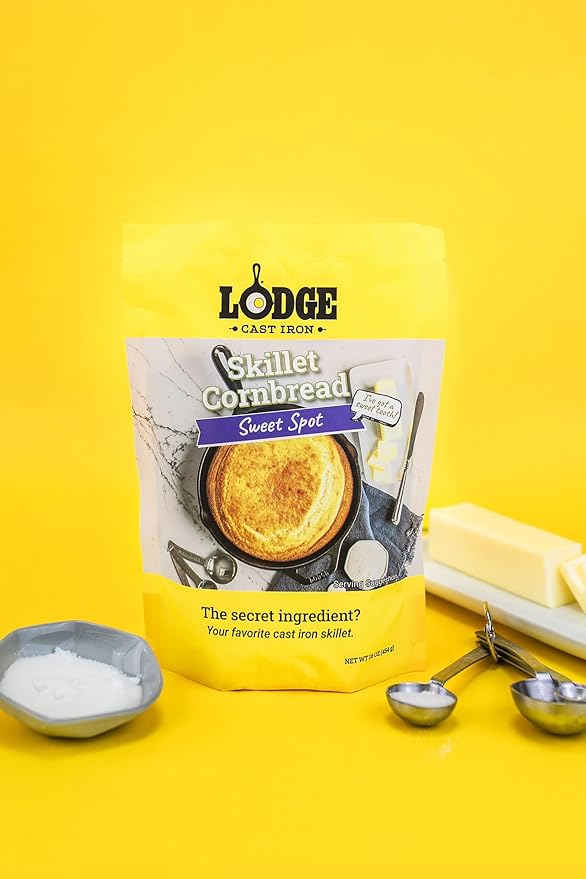 Lodge Cast Iron Skillet Cornbread - Pair with Cast Iron Skillet Wedge Pan Cornstick Pan or Muffin Pan Quality Ingredients (8 Pack) - Sweet Spot