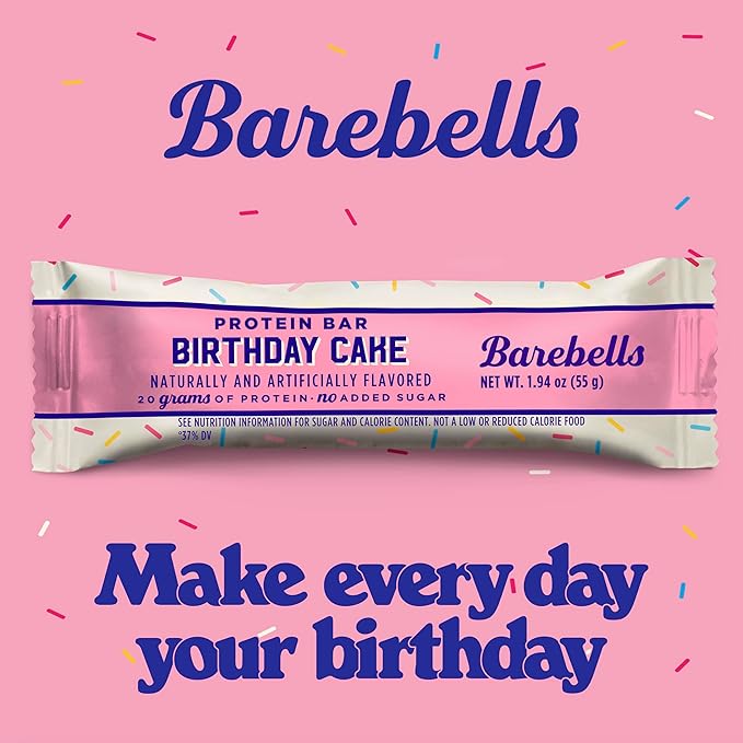 Barebells Protein Bars Birthday Cake - 12 Count Pack of 2 - Protein Snacks with 20g of High Protein - Chocolate Protein Bar with 1g of Total Sugars - On The Go Protein Snack &amp Breakfast Bars…