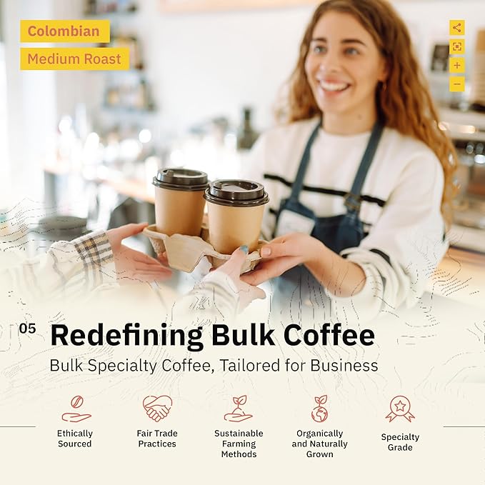 Colombian Medellín Coffee Beans - Single Origin Medium Roast Coffee Beans Freshly Roasted To Order Organic Coarse French Press Grind Coffee Specialty Grade Fair Trade and Non-GMO - 5LB