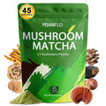 YISANFLO 7-in-1 Mushroom Matcha for Energy Focus Digestion Immunity Turkey Tail Shiitake Lion's Mane Ceremonial-Grade Matcha Mushroom Powder 8 Oz(45 Servings)