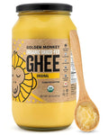 GOLDEN MONKEY Organic Ghee Butter – Grass Fed Clarified Butter for Cooking Baking Keto &amp Gut Health – Ghee Butter Organic Grass Fed from Small Farms – Smooth Spread with High Smoke Point (32oz)