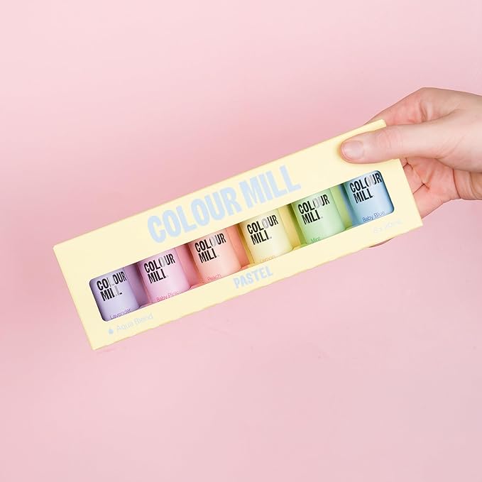 Colour Mill Pastel Pack Aqua Blend Water-Based Food Coloring 20 Milliliters Each of 6 Colors: Baby Blue Baby Pink Lavender Lemon Mint and Peach