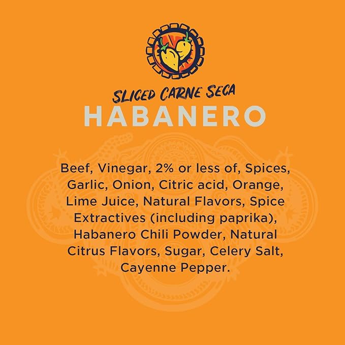 Vacadillos Beef Jerky Snack Packs Carne Seca Habanero 3-Pack
