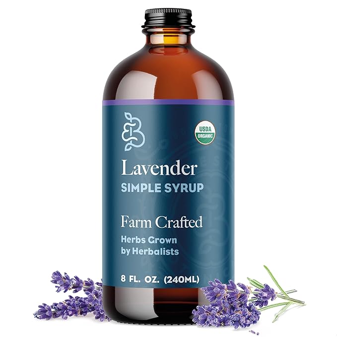 Bluestem Botanicals Organic Lavender Simple Syrup 8 oz Cocktail and Mocktail Mixer for Drinks Non-Alcoholic
