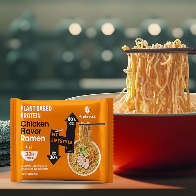 Hethstia High Protein Chicken Ramen 6-Pack and Konjac Jelly Apple Flavor – 10 Packs Drinkable Fruit Jelly Squeeze Pouches