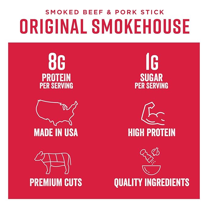 Chef's Cut Real Snack Beef and Pork Original Smokehouse Sticks 1 Ounce (16 Count)