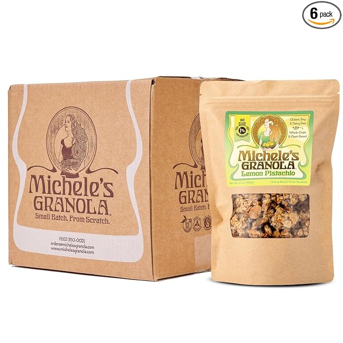 Michele's Granola Lemon Pistachio Gluten Free &amp Non-GMO 12 Ounce Pack of 6