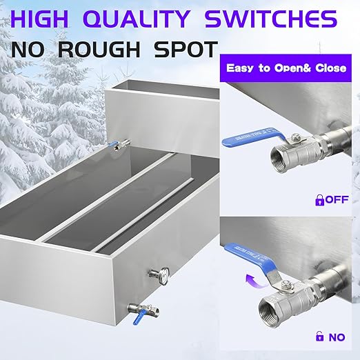 Maple Syrup Evaporator Pan 48 x 24 x 18.7 Inch Maple Syrup Pan 53.3 Gal 304 Stainless Steel Maple Syrup Evaporator Boiling Maple Syrup with Valve and Thermometer and Divided