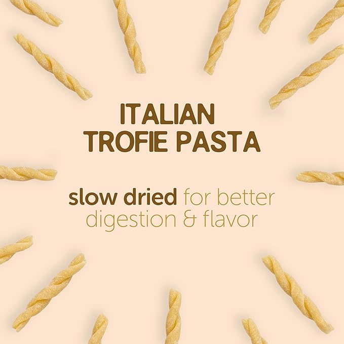 Gusta Trofie Pasta - Authentic Durum Wheat Semolina Made in Italy - Bronze-Cut Texture Easy to Digest Clean Ingredients No Additives - Perfect for Pesto Sauces &amp Family Meals - 17.6oz (2 Pack