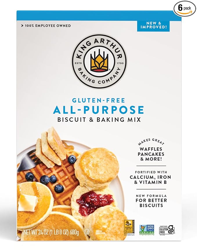 King Arthur Gluten-Free All-Purpose Biscuit &amp Baking Mix 24 oz (Pack of 6) - Non-GMO Project Verified Certified Kosher Packaging May Vary