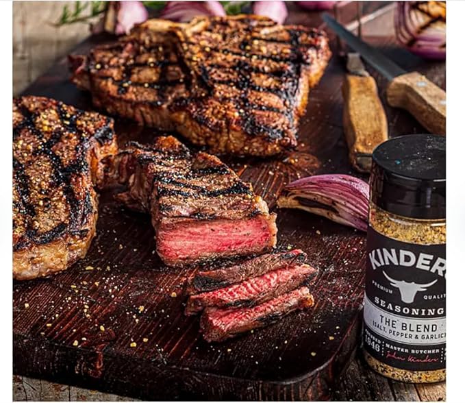 Seasoning Set by KINDERs Pantry Essentials 4 Pack 10.5 oz The Blend 9.5 oz Buttery Steakhouse 9.5 oz Woodfired Garlic 9.4 oz Cowboy Butter With Bonus Slap Ya Mama Original Blend Gift Packet Glut