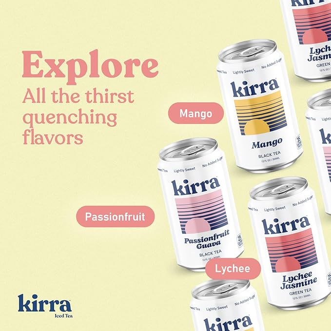 Kirra Organic Iced Tea 12 Pack Mix - Lightly Sweetened - No Added Sugar