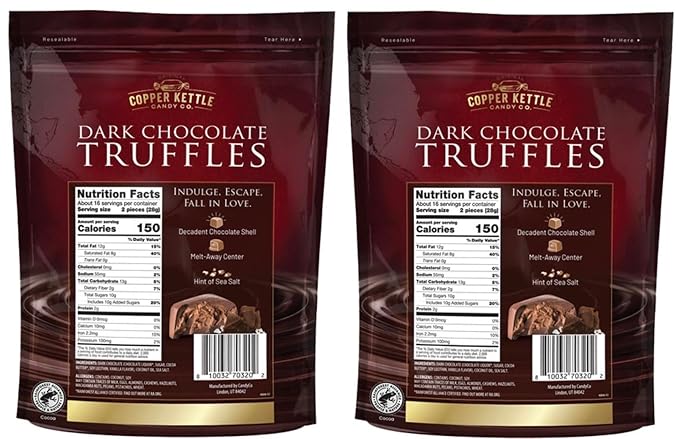 (2 Bags) Original Cooper Kettle Candy Dark Chocolate Truffles With Sea Salt 16 Ounce