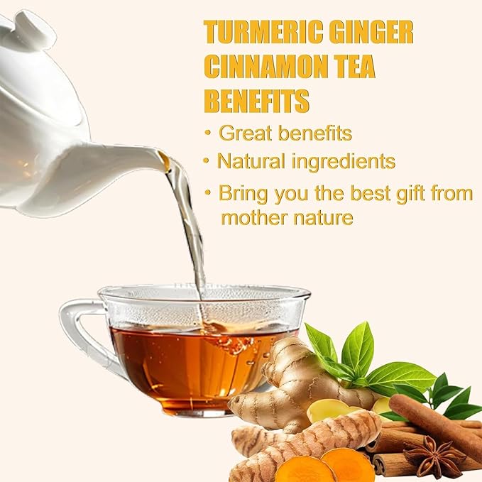 Premium Turmeric Ginger Cinnamon Tea Bags Organic Turmeric Ginger Herbal Tea 150 TeaBags 100% Natural Hand-made Blend No Sugar No Caffeine No Gluten Vegan