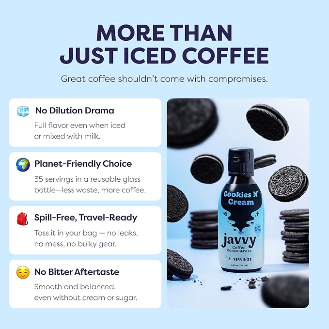 Coffee Concentrate - Limited Release Flavors - Cold Brew Coffee Perfect for Hot or Iced Instant Coffees Hot Drinks Cold Brew Concentrate 35 Servings - Cookies N’ Cream