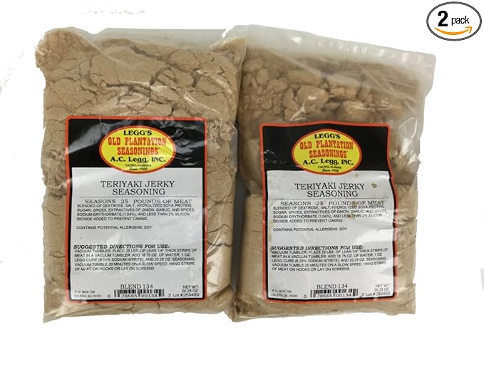 A.C. Legg - Teriyaki Jerky Seasoning for 50 Pounds of Meat 2 Packs - 20.25 Ounce each - with Cure