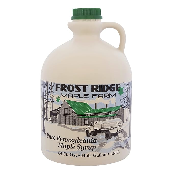 Frost Ridge Maple Farm Organic Maple Syrup Grade A Half Gallon (64 FL Oz) Medium Amber Rich